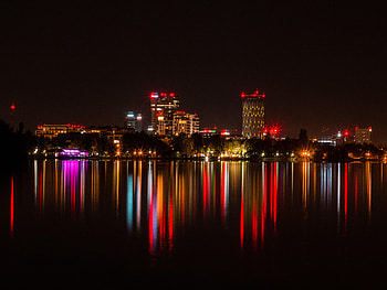 Cities, City, Building, Lights, Reflection, Glow HD wallpaper