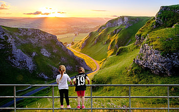 Walley in England, England, valley, road, girls, mountains HD wallpaper