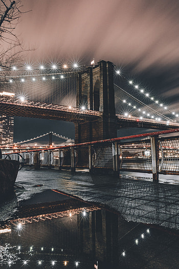 Cities, Architecture, Usa, Night City, Bridge, Backlight, Illumination, United States, New York HD phone wallpaper