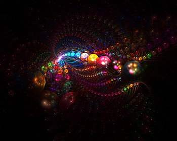 Christmas abstract, blue, pink, black background, yellow, red, colors, balls HD wallpaper