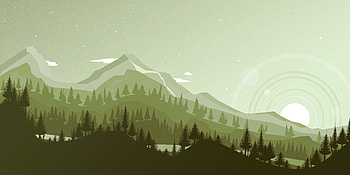 Landscape, Sunset, Mountains, Vector HD wallpaper