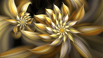 Sunflower, abstract, layers, petals, yellow, flower, gold HD wallpaper
