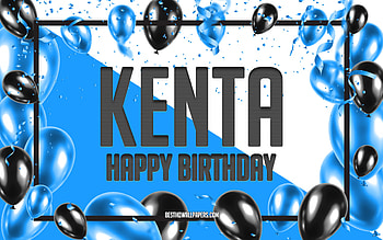 Happy Birtay Kenta, Birtay Balloons Background, Kenta, with names, Kenta Happy Birtay, Blue Balloons Birtay Background, Kenta Birtay HD wallpaper