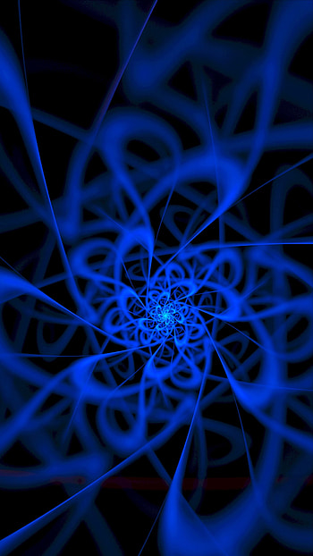 Fractal, patterns, waves, blue HD phone wallpaper