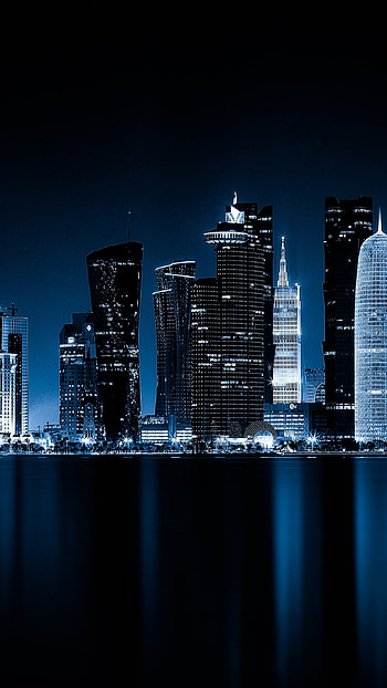 Qatar, Doha night cityscape, City lights, World HD phone wallpaper