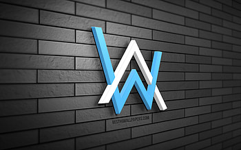 Alan Walker 3D logo, , Alan Olav Walker, gray brickwall, creative, brands, Alan Walker logo, Norwegian DJs, 3D art, Alan Walker HD wallpaper