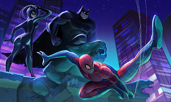 Batman Spiderman Catwoman , batman, spiderman, catwoman, superheroes, artwork, artstation HD wallpaper