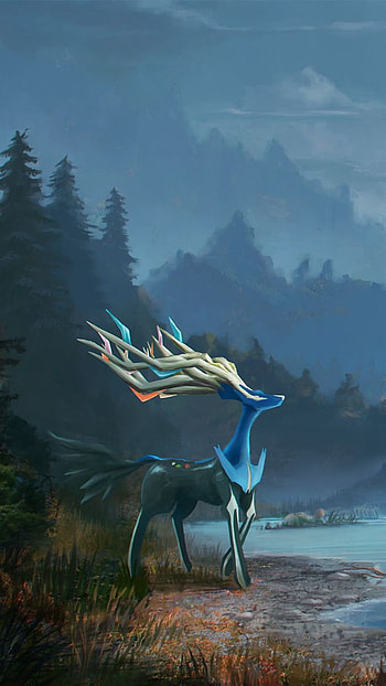 Blue deer, pokemon, anime HD phone wallpaper