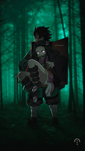 Tanjiro and Nezuko, Kamado, Kimetsu No Yaiba, art, flash graphy, Demon Slayer, Nezuko Kamado, Tajiro Kamado HD phone wallpaper