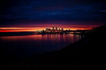 Cities, Water, Sunset, Architecture, Building, Night City HD wallpaper