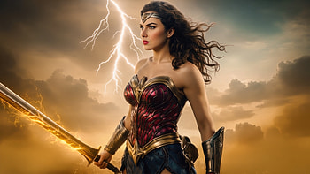 Wonder Woman Swooping Hero, wonder-woman, superheroes, artwork, art, digital-art, ai HD wallpaper