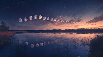 Celestial Harmony: Lunar Reflections in Stunning, moon, sky, reflection, landscape HD wallpaper