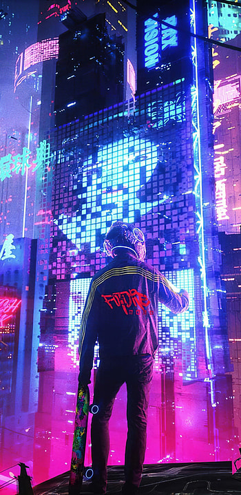 Neon city panorama, Samsung Galaxy , Night lights, Urban landscapes HD phone wallpaper