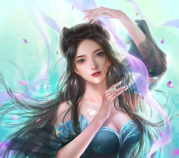 Fantasy girl, blye, superb, blue, frumusete, fantasy, gorgeous, girl, luminos HD wallpaper