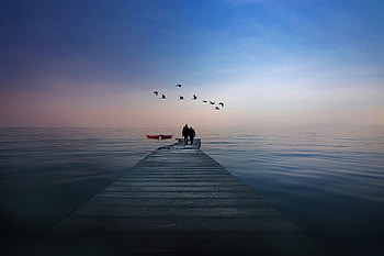 Couple Boat Birds , love, couple, birds, boat HD wallpaper