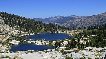 Doris Lake, Desolation Wilderness, California, hills, trees, landscape, rocks, usa HD wallpaper