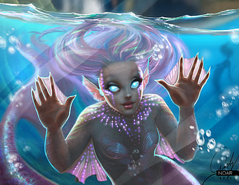 Mermaid, blue, girl, summer, pink, fantasy, gabriella noar, water, vara, siren HD wallpaper