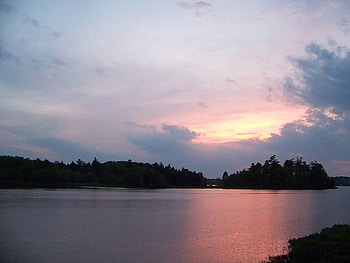 sunset canaan, maine, canaan, water, maine, sunset HD wallpaper