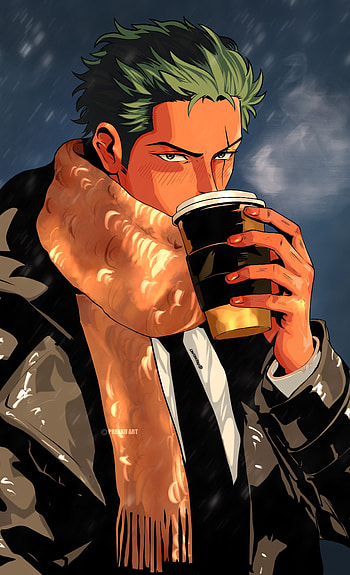 Anime, One Piece, Roronoa Zoro, coffee HD phone wallpaper