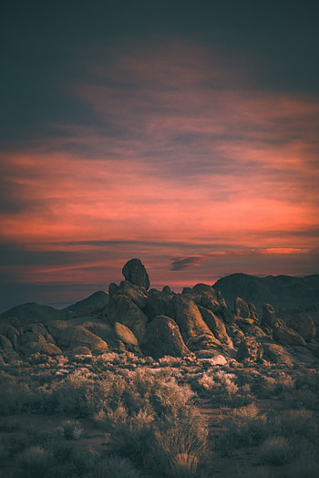 Sunset, landscape, nature, rocks cliff HD phone wallpaper