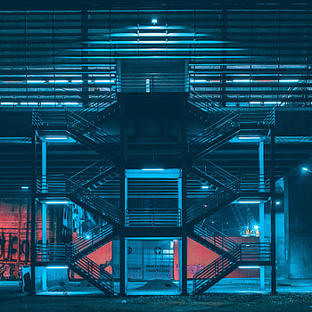 Night, Miscellanea, Miscellaneous, Neon, Stairs, Ladder HD phone wallpaper