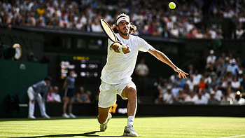Stefanos Tsitsipas in action at Wimbledon., Wimbledon 2023, tennis, Sports HD wallpaper