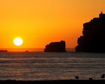 Beautiful Sea Sunset, sea, cliffs, nature, rocks, sunset HD wallpaper