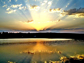 Sunset, colorful, natural, color, sunlight, beauty, view, nature, sky, , water, sun HD wallpaper