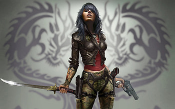 warrior woman, fantasy, weapons, woman, warrior HD wallpaper