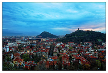 Plovdiv town, graphy, town, houses, beauty, twilight, pretty, bulgaria, clouds, nature, sky, , blie, sunset HD wallpaper
