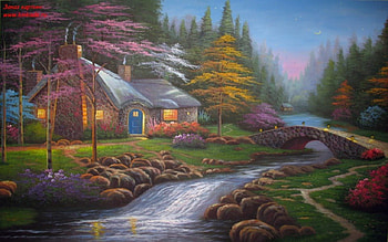 nature flourished, river, nature, lake, house HD wallpaper