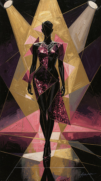 Glam Spotlight | Sequined Silhouette | Gilded Runway | Midnight Catwalk | Starlit Strut, Dress HD phone wallpaper