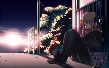 The sun rising, black, green, sky, girl, sun, cloud, tree HD wallpaper