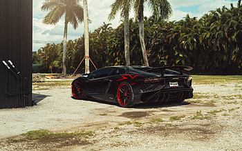 Lamborghini Aventador SuperVeloce, rear view, exterior, black supercar, black Aventador SV, supercars, Lamborghini HD wallpaper