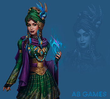 Sorceress, blue, frumusete, fantasy, green, ab games, abgames, luminos HD wallpaper