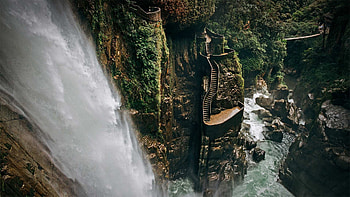 Agoyn waterfall, Baos de agua santa, Bing gallery, Ecuador HD wallpaper
