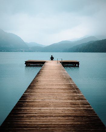 Nature, Lake, Pier, Fog, Human, Person, Loneliness HD phone wallpaper