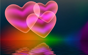 Happy Valentines Day, hearts, reflection, art, Valentines HD wallpaper