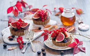 Fruits, Food, Desert, Bilberries, Berries, Currant, Cake, Sweet, Bakery Products, Baking, Honey, Fig HD wallpaper