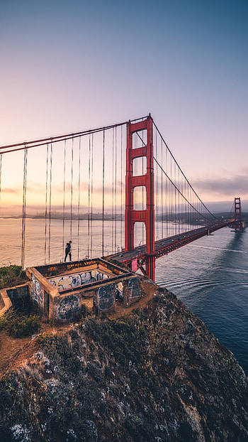 Golden Gate Bridge, Boy walking, Sony Xperia HD phone wallpaper