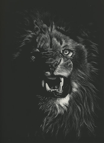 Art, Grin, , Drawing, Lion, Bw, Chb HD phone wallpaper