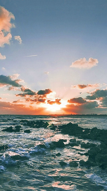Ocean sunset, Barbados travels, Tropical paradise, Golden sky HD phone wallpaper