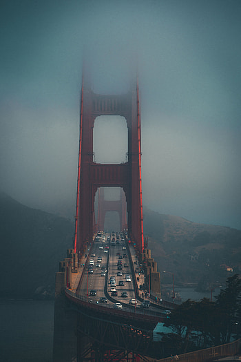 City, Cities, Fog, Movement, Traffic, Bridge HD phone wallpaper
