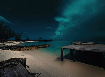 Jaws Beach In The Bahamas , beach, pier, nature HD wallpaper