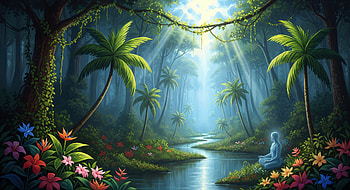 Enchanted Tropics —, Tropics, Rainforest, River, Palm Tree HD wallpaper