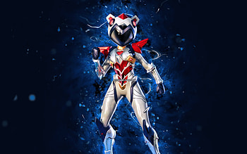 Royale Mecha Cuddle Master, , blue neon lights, Fortnite Battle Royale, Fortnite characters, Royale Mecha Cuddle Master Skin, Fortnite, Royale Mecha Cuddle Master Fortnite HD wallpaper