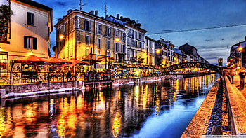 canal in restaurant row r, canal, restaurants, city, bridge, r HD wallpaper