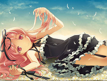 Anime girl, cute, blush, sky, lovely HD wallpaper