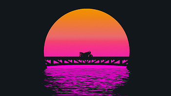 Bike On Bridge Retrowave, bikes, artist, artwork, digital-art, retrowave HD wallpaper