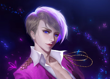 Viktor, blue, pink, fantasy, art, man, viktor nikiforov, fi sang, luminos HD wallpaper